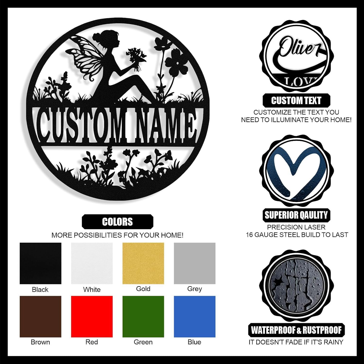 Custom Fairy Garden Signs, Personalized Metal Garden Signs for Outside, Customized Gardens Name Sign Wall Decor Art Gardening Gifts for Moms Grandmas Daughters image 4