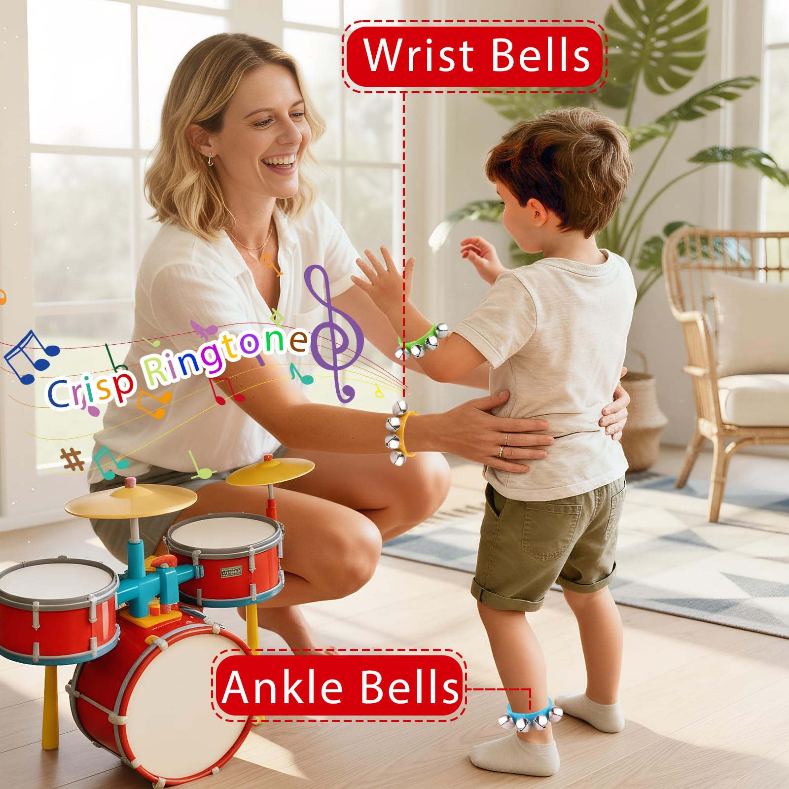 Lot de 8 Bracelets à grelots PLULON, Instruments de Percussion, Guirlande de Noël, grelots de Cheville, Jouets musicaux rythmiques, décorations de fête de Noël, Cadeaux