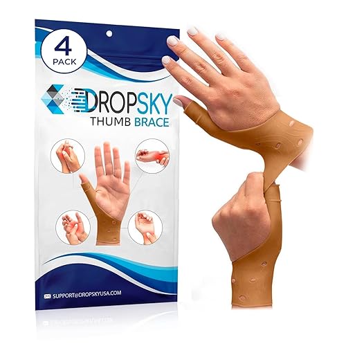 Miniatura 10 de DropSky 4 piezas Soportes de muñeca de gel suave e impermeable alivio del dolor túnel carpiano artritis pulgar se adapta a ambas manos ligero goma
