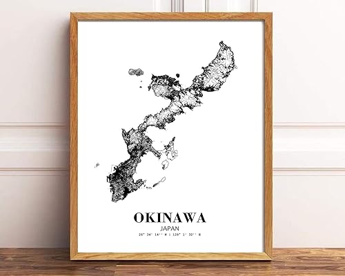 Miniatura 2 de Eleville 24x36 sin marco Okinawa Japón Vista de la ciudad de Japón camino abstracto mapa moderno impresión arte póster pared oficina decoración del