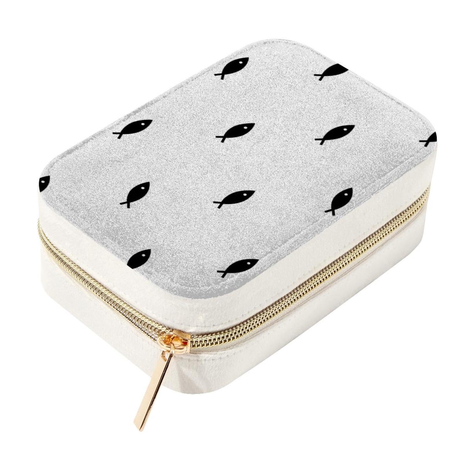Boîte de rangement à bijoux en velours noir compacte pour voyage
