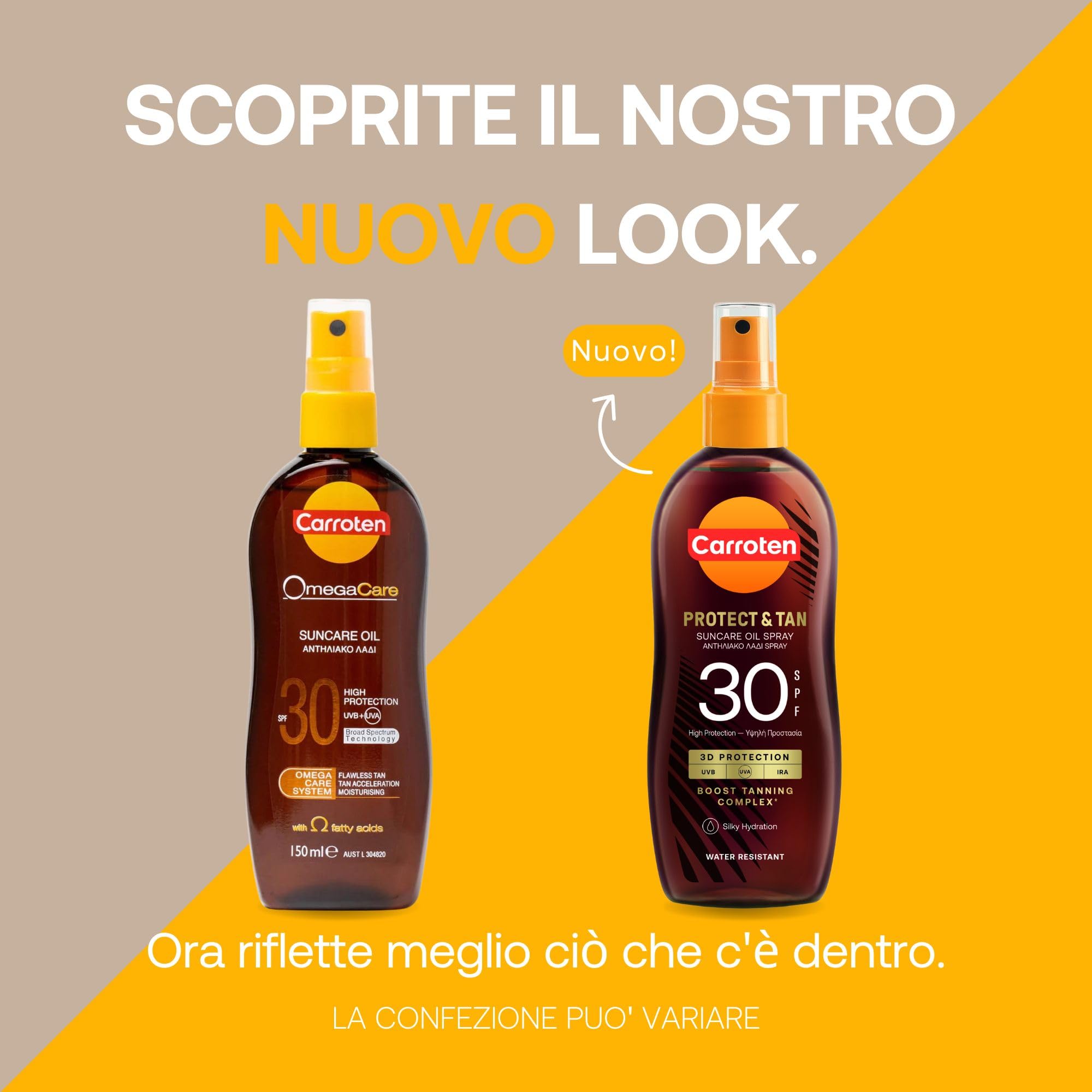 Carroten OmegaCare Tanning Oil SPF 30, 150 ml - Acceleratore di abbronzatura con acidi grassi omega - Olio abbronzante spray con protezione solare - Olio solare per un'abbronzatura veloce