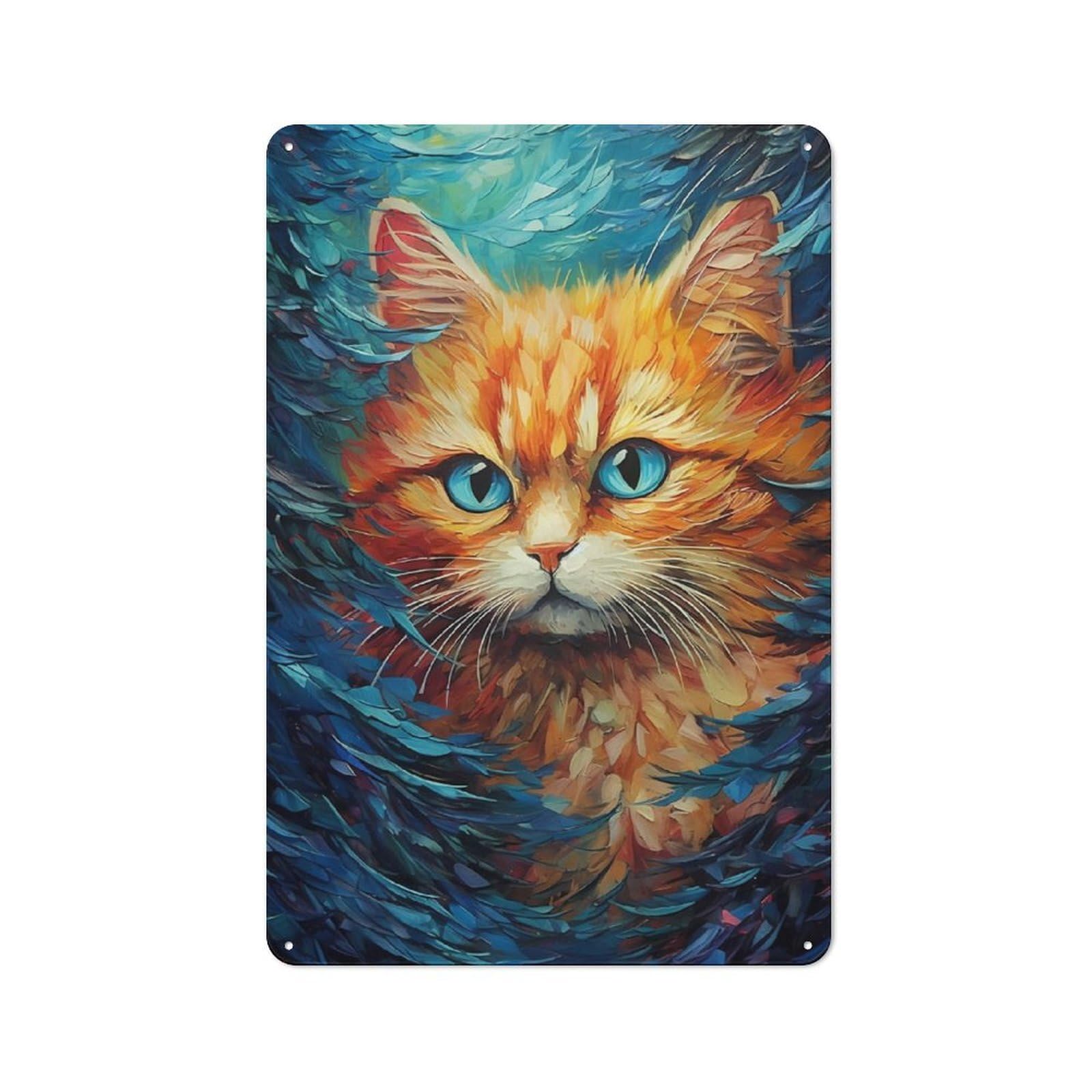 Junmoney Cat Colorful For Garden Room Or Summerhouse, Rustic Tin Sign 30X20cm, Tin Sign Wall Decor For Garden Rooms And Summerhouses