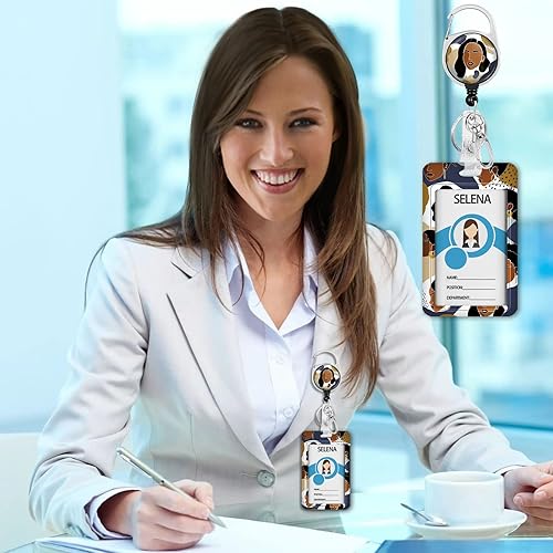 Miniatura 98 de Funny Chicken Badge Holder with Retractable Reel ID Card Badge Case with Carabiner Clip Heavy Duty Vertical Card Name Tag Badge Protector Cover for