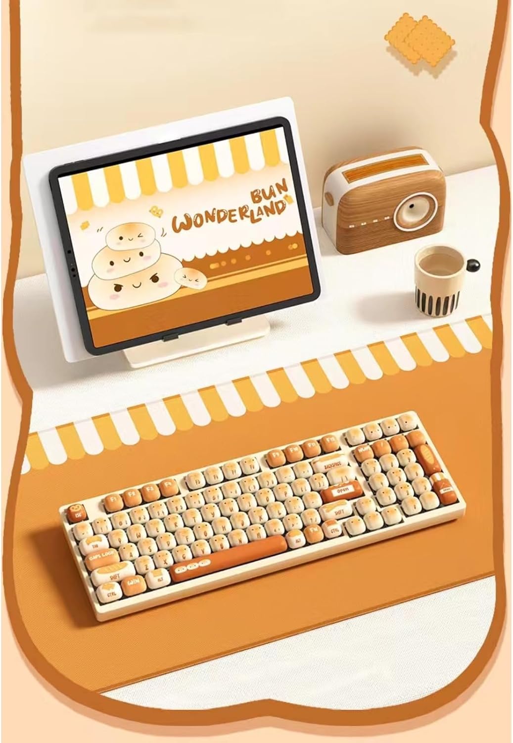Cute Keyboard Caps Set Thick PBT Bread Theme 138 Keycaps Dye-Sublimation Keycap Set Compatible with 60% 75% 96% 100% Cherry Gateron MX Switches Mechanical Gaming Keyboard