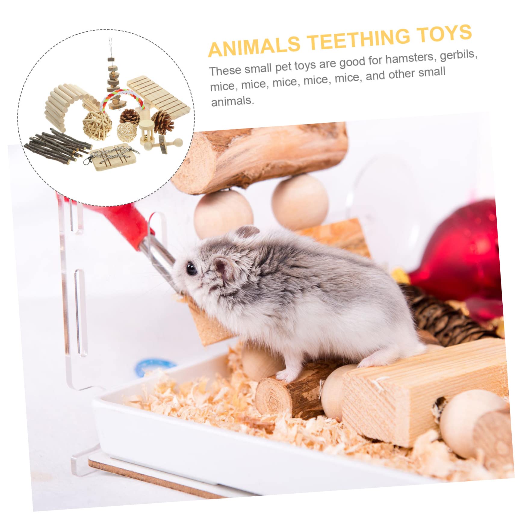 POPETPOP Holz-Hamster-wippe Kauspielzeug Naturholz Kleintier-schaukelspielzeug Beißspielzeug für Hamster Rennmäuse und Mäuse ohne Farbe oder Klebstoff