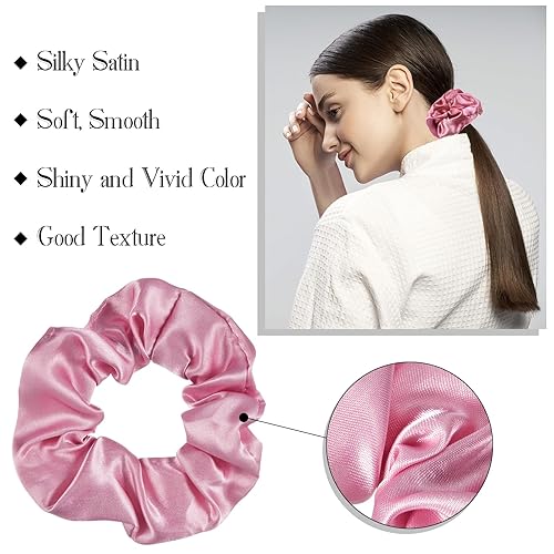 Miniatura 9 de 200 coleteros de satén a granel, 52 colores para cola de caballo, bandas elásticas de satén de color sólido para mujeres, adolescentes, regalo de