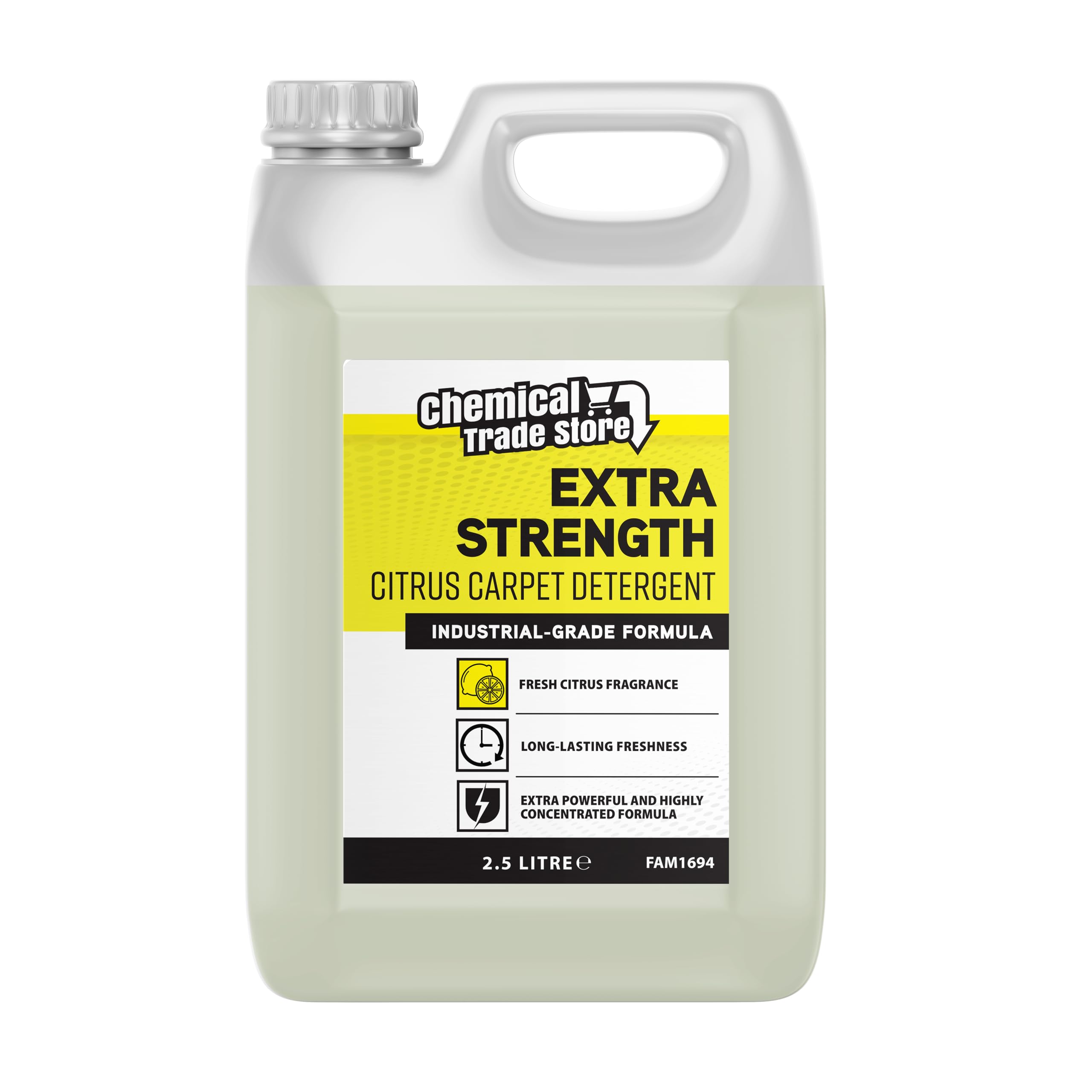 Chemical Trade Store - Carpet Detergent Shampoo 2.5L - Deep Cleaning Solution for Carpets, Rugs, Upholstery & Fabric - Removes Stains & Odours (Fresh Citrus)
