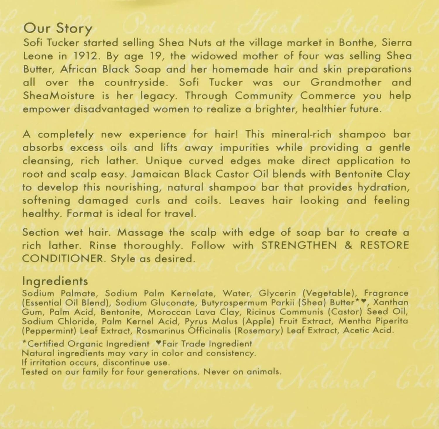 SheaMoisture Clay Bar Repairing Shampoo for Damaged Hair Jamaican Black Castor Oil Strengthening with Shea Butter 4.5 oz