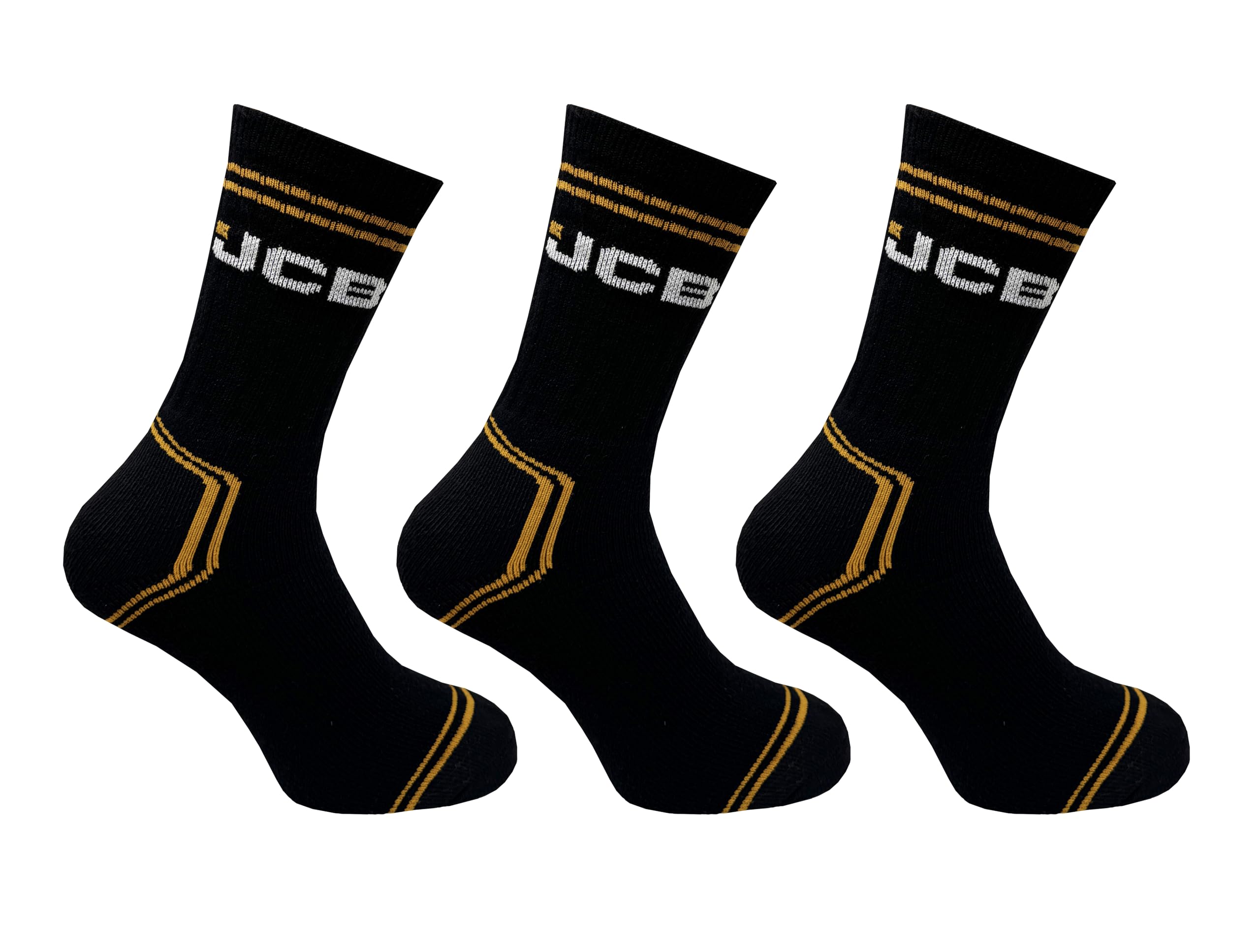 Jcb Men's Black/Yellow Work Socks - 3 Pack - Uk 6-11