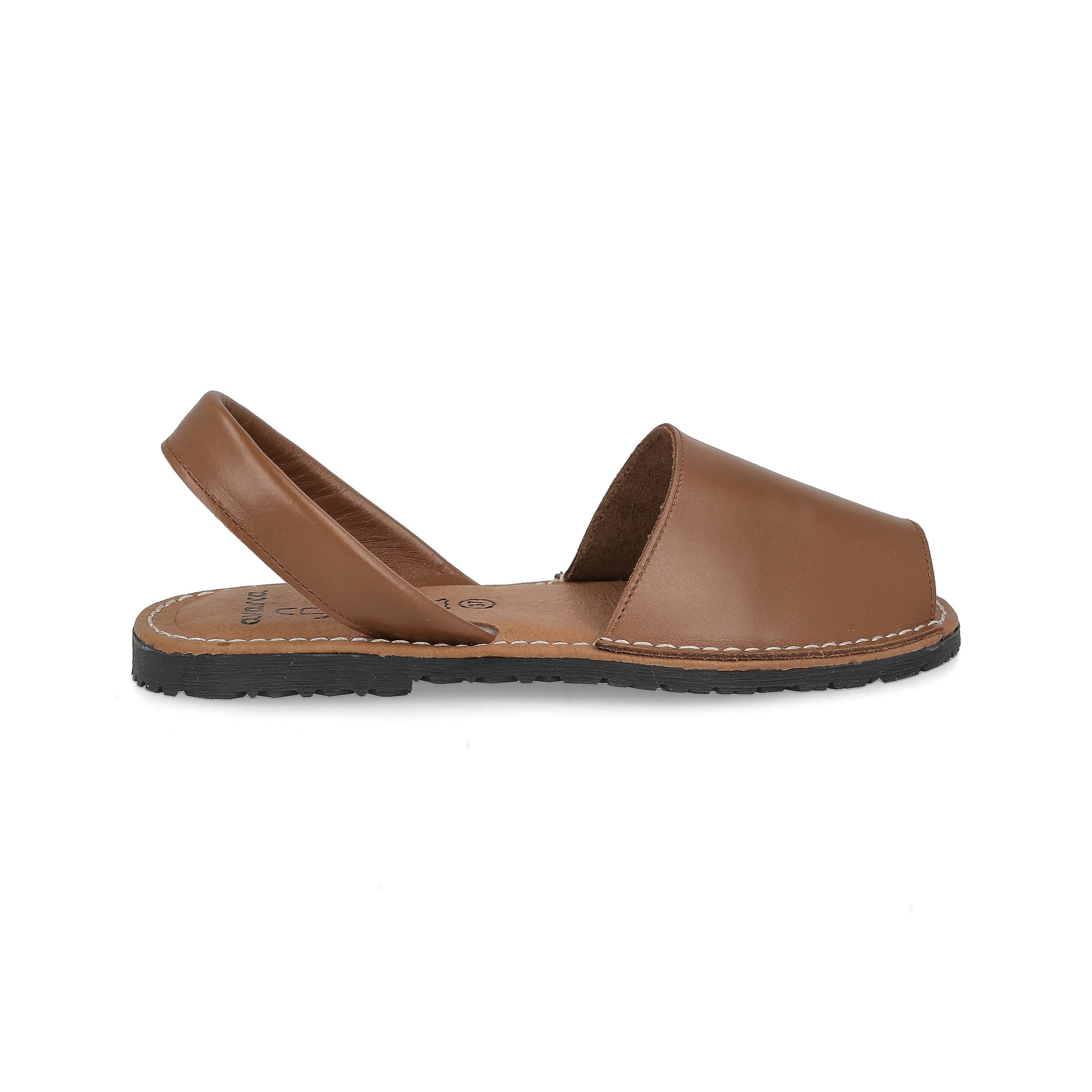 Menorquinas Avarcas de Piel para Hombre Mujer Unisex. Fabricadas en España. Sandalia Alpargata de Verano. Planta Acolchada. Talón Abierto. Cuero, Blanco y Negro.