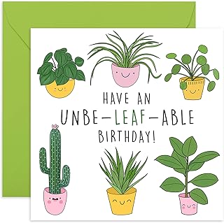 CENTRAL 23 - Cute Birthday Card for Her - 'Have An Unbe-leaf-able Birthday' - Plant Card - Best Friend Birthday Card - Sister Birthday Card - Birthday Cards for Him - Comes with Fun Stickers