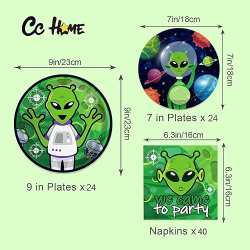 Miniatura 2 de CC HOME Servilletas de papel de cumpleaños de alienígena, juego de vajilla desechable para baby shower, suministros de fiesta de pañuelos, juegos de