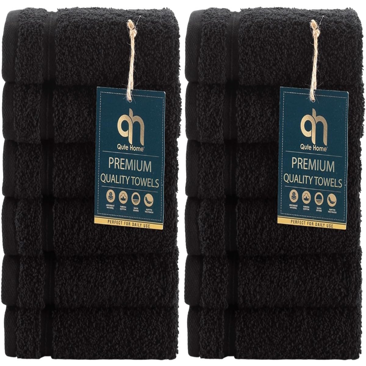 Juego de toallas turcas de algodón en color negro para baño