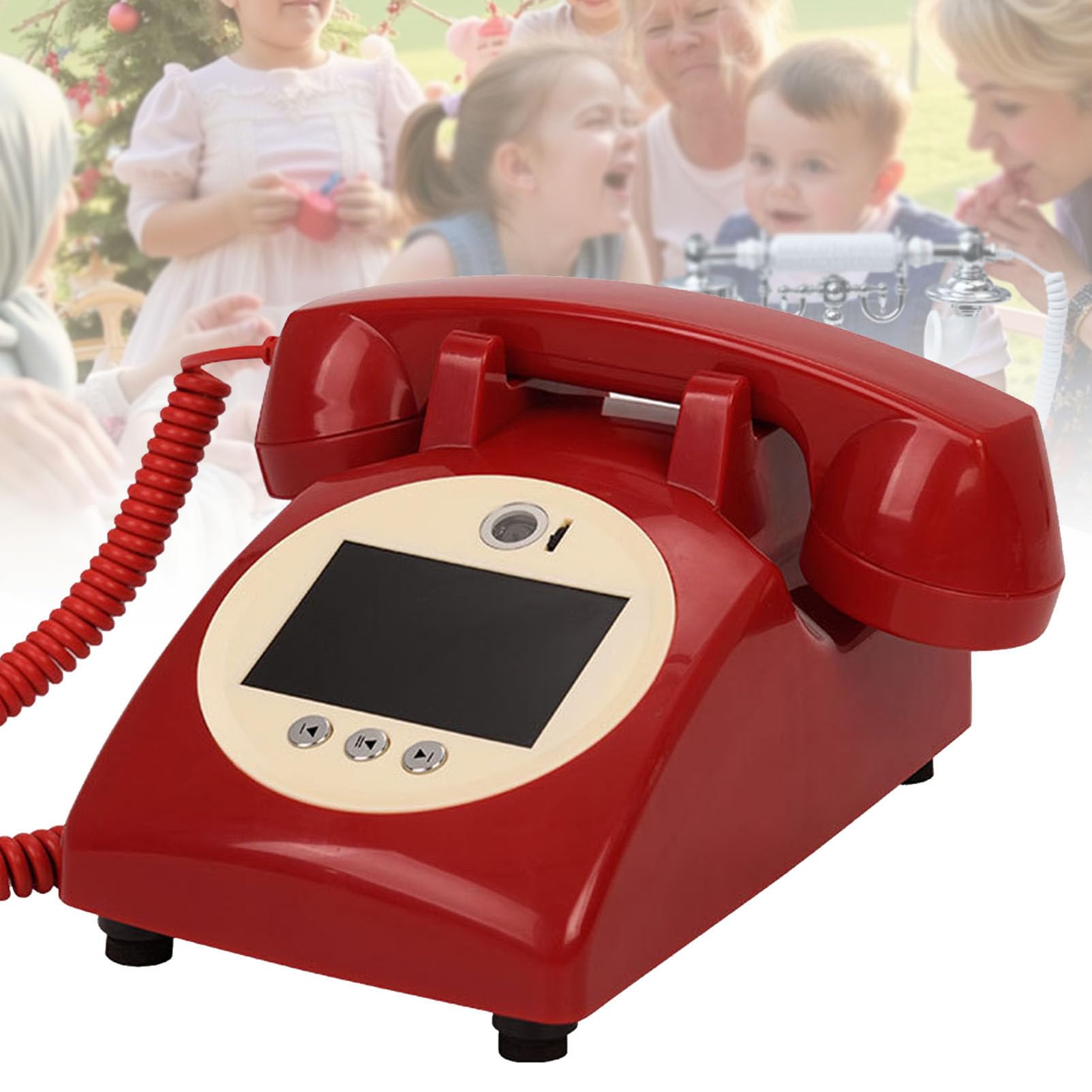 SENJINGHUA Video Guest Book, 1080P HD Audio Guest Book Wedding Phone, Record Preserve Your Special Occasions, for Wedding, Bridal Shower, Creative Record Customized Audio GuestBook Red-128GB