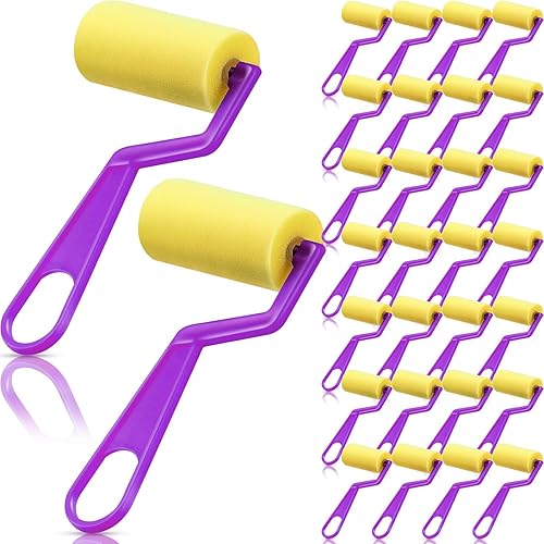 Miniatura 7 de Tenceur 50 Pieces 3 Inch Foam Paint Rollers Painting Sponge Roller Small Sponge Paint Roller with Plastic Handle for Young Artists Kids Early