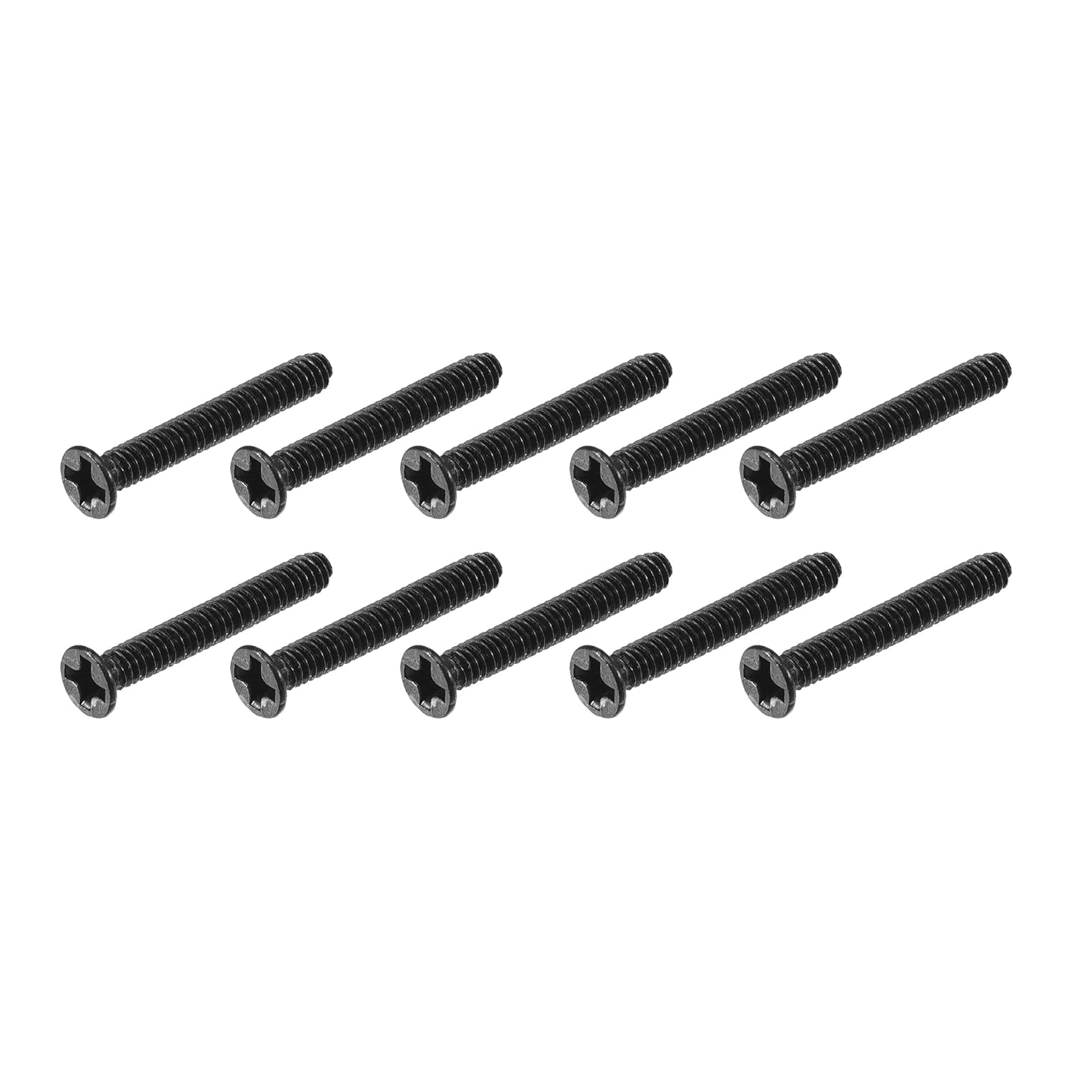 METALLIXITY Phillips Flat Head Screws (M4 x 5mm) 50Pcs, Carbon Steel Machine Screws - for Glasses Watch and Other Small Electronics, Black