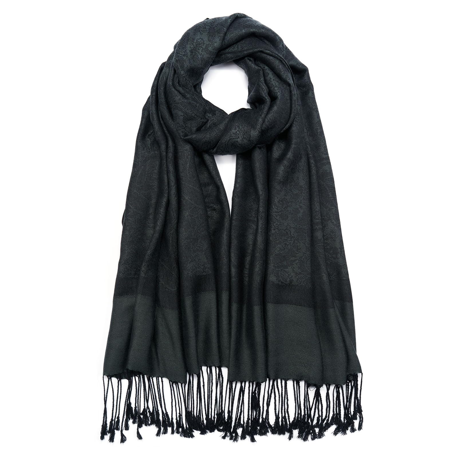 QIUTIMIY Paisley Pashmina Shawl Wrap Women Reversible Vintage Jacquard Pashmina Rave Scarf with Fringe for Evening, Wedding