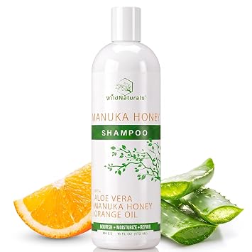 Eczema Manuka Honey Shampoo for Psoriasis and Dry, Itchy Scalp - Natural Hydrating Formula with Aloe Vera & Coconut Oil, Sulfate-Free