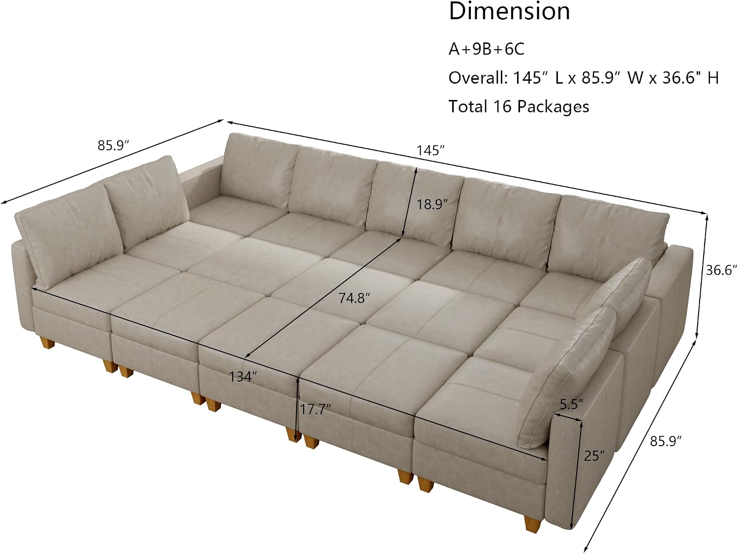 EASE MOOSE Modular Sectional Sofa Sleeper Couch with Storage, Faux Leather Sectional Large Moduar Sleeper Sofa Sectional Sofa Bed Modular Couch for Living Room