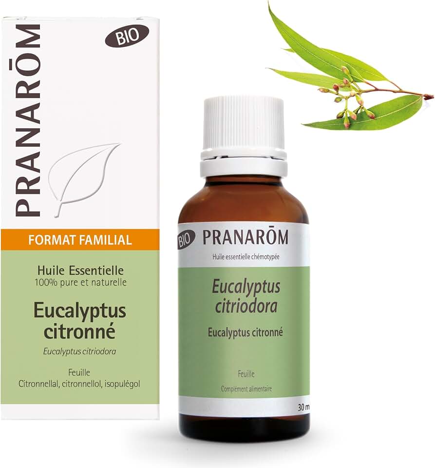 PRANARÔM Aceite Esencial Eucalipto Citronado BIO – Confort Muscular y Articular – Repelente Natural de Mosquitos – Aceite Esencial Quimiotipado HECT – 30 ml