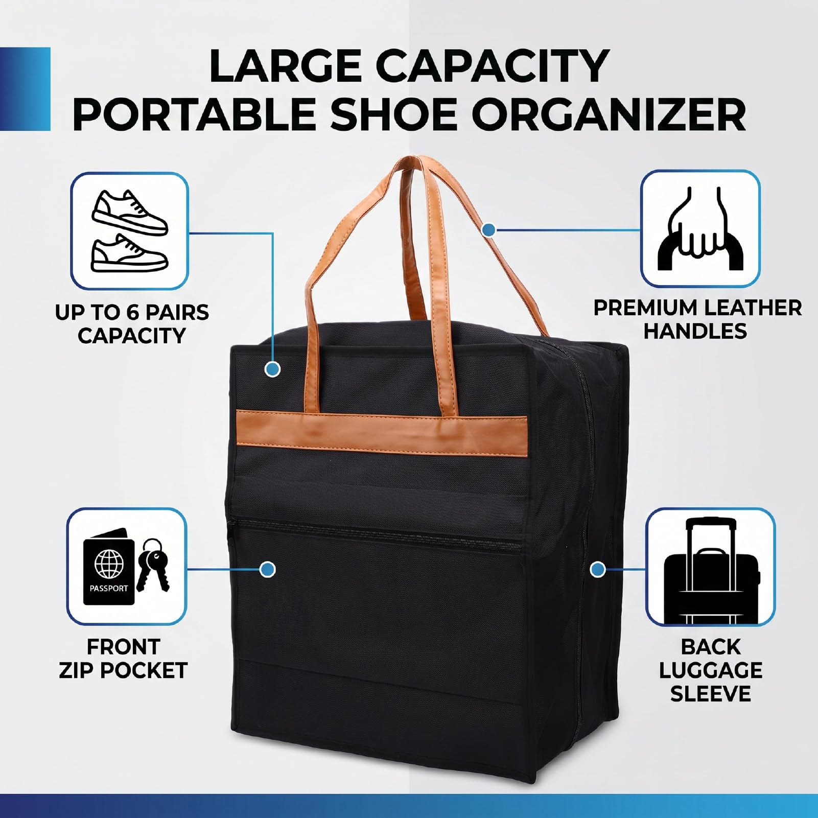 Cryfokt Borsa per Scarpe da Viaggio, Organizer per Scarpe in Tessuto Oxford di Grande capacità con 3 Scomparti Indipendenti per la Palestra di Viaggio a Casa