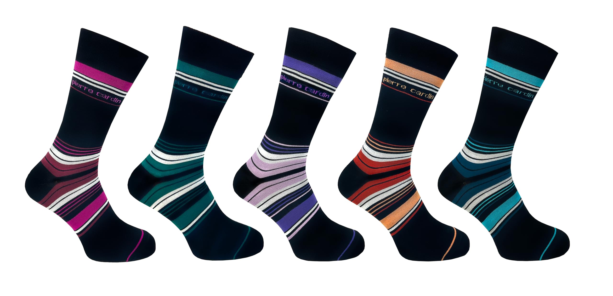 Pierre Cardin Men's Bamboo socks | 5 Pairs | U.K. Size 7-11 | Men's work socks, Everyday socks, Socks for Men, Comfort socks (Standard, Bright Stripe Design)