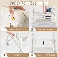 Vista 3 de Baby Bassinets Bedside Sleeper 5 in 1,Bedside Bassinet for Baby with Mattress,Diaper changer, Storage Layer,Mosquito Net,7-level adjustable height