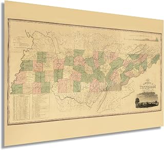 HISTORIX Vintage 1832 Tennessee State Map – Historic Wall Art Poster of Tennessee – Unframed 16x24 Print for Home, Office, or Classroom