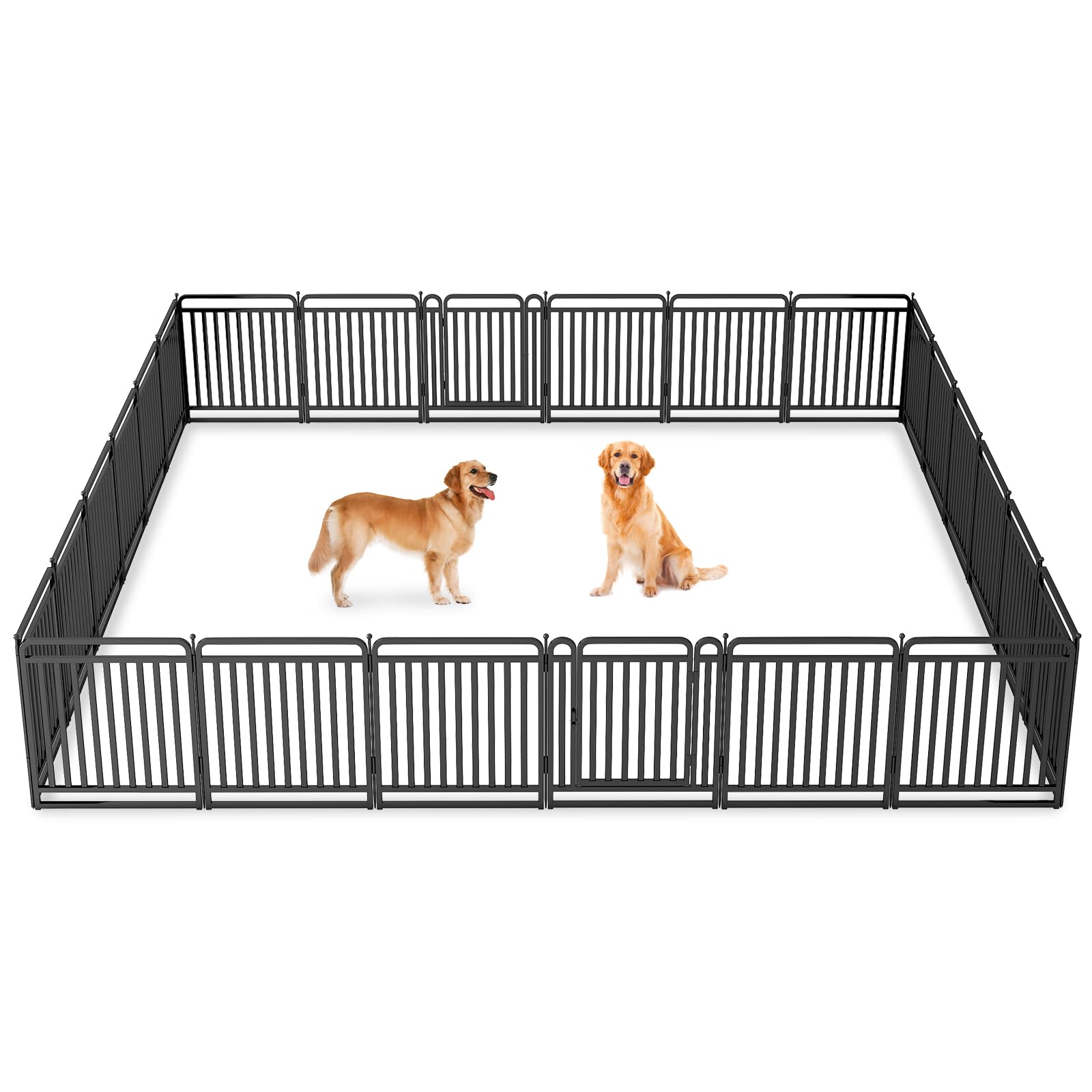 New Thickened Version Dog Playpen, 32 Inch Dog Fences for The Yard, Portable Outdoor Dog Playpen for Large/Medium/Small Dogs, Foldable Metal Dog playpen, with Doors (24 Panels, 32 Inch)