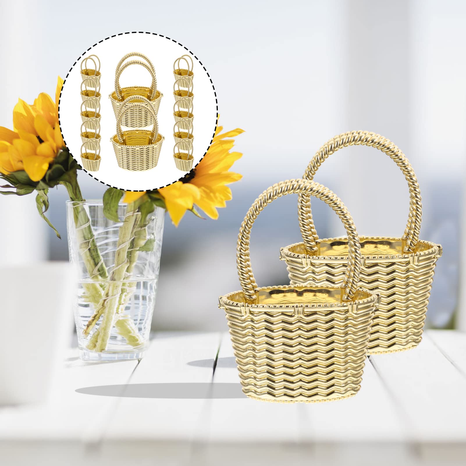 HOMEMAXS 2pcs Mini Woven Baskets With Handles Small Flower Baskets For Weddings And Parties - View #2