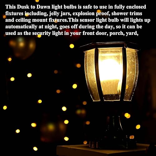 Miniatura 3 de Taysing Bombillas de luz del atardecer al amanecer, encendido y apagado automático, equivalente a 40 W, sensor de luz inteligente, bombilla LED de