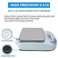 Vista 2 de ONiLAB Balanza analítica de laboratorio, 5000 x 0.00 oz (11 x 0.00002 libras) 0.00 oz de alta precisión báscula electrónica LCD pantalla científica