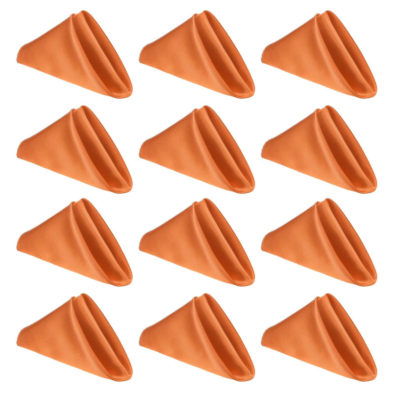 sourcing map 12 Pcs Orange Satin Napkins, 12x12 Inch Dinner Napkins Cloth Washable Polyester Soft Square Table Decoration for Restaurant Parties Wedding Dining Banquet Event