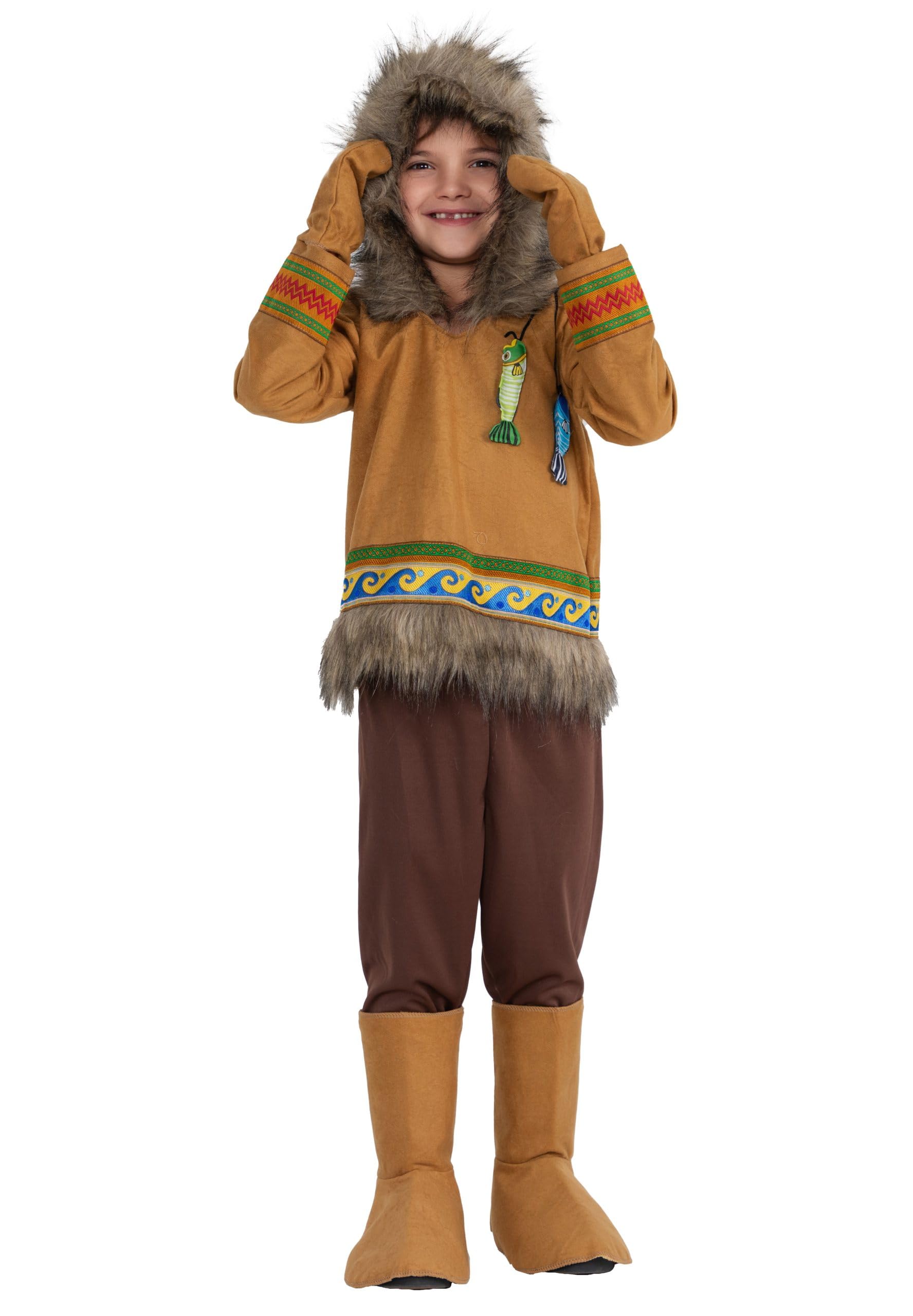 Dress Up America Eskimo Costume for Kids - Inuit Winter Dress Up for Boys and Girls