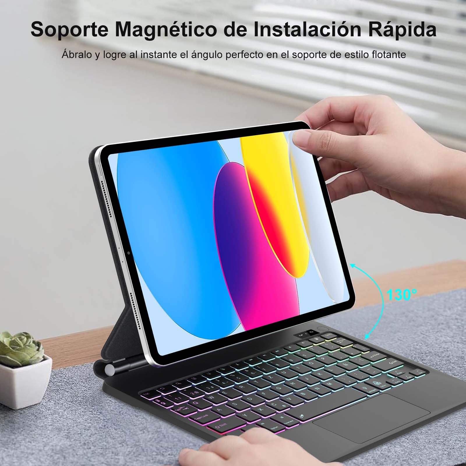Magic Keyboard for iPad A16 11a Gen 2025/10a Gen 2022, Soporte Magnético Flotante y Panel Táctil Multitáctil de Precisión, Funda Teclado con Retroiluminado for iPad 10th/11th Gen 10.9/11 inch-Negro