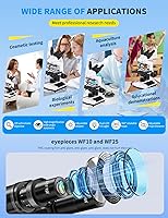 Vista 3 de Microscopios para adultos WF10x y WF25x Microscopio compuesto con portaobjetos de microscopio, kit de microscopios para niños, estudiantes, escuela