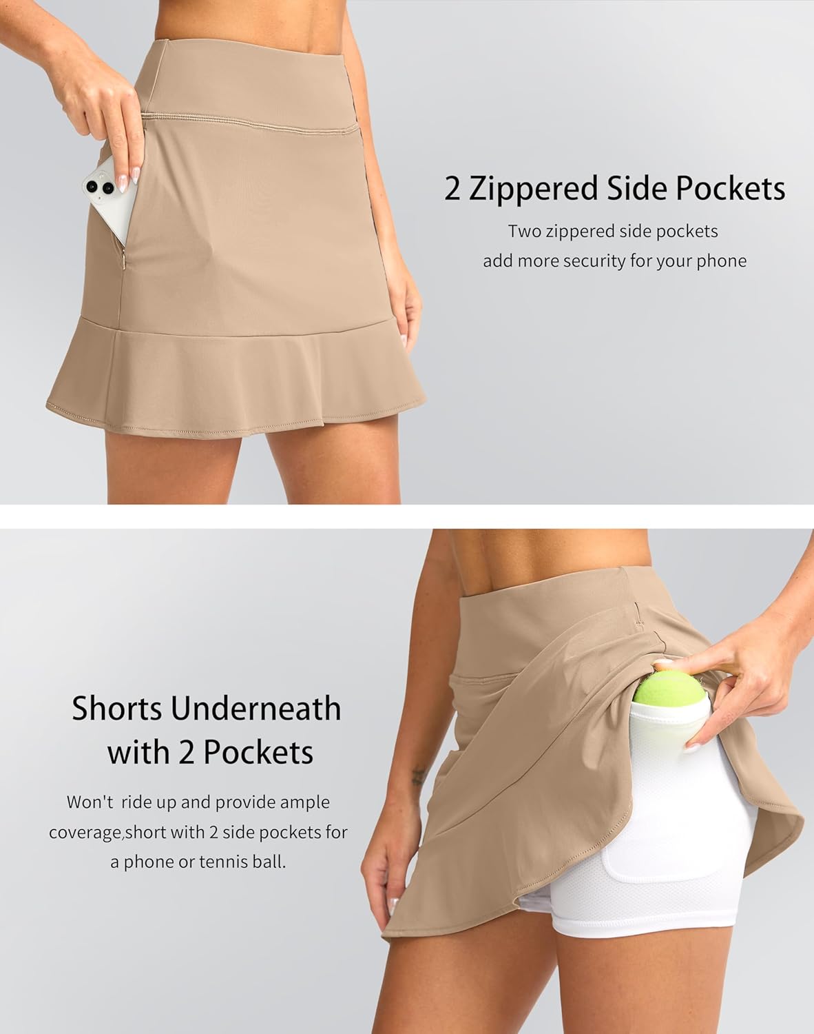 Viodia 16" Golf Skorts for Women High Waisted Tennis Skirt Athletic Skorts Skirts for Women Built-in Shorts with 5 Pockets