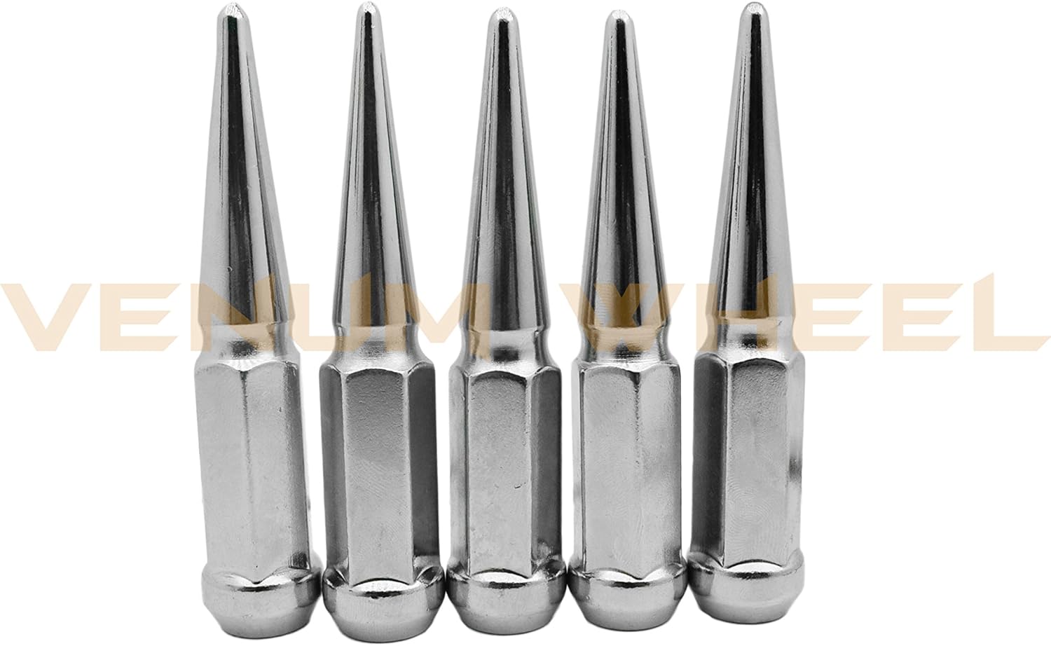 Venum wheel accessories Chrome Spike Lug Nuts 14x1.5 Thread Pitch 4.5" Total Length Solid Spike | Compatible with 2015-2018 Ford F-150 Raptor Expedition
