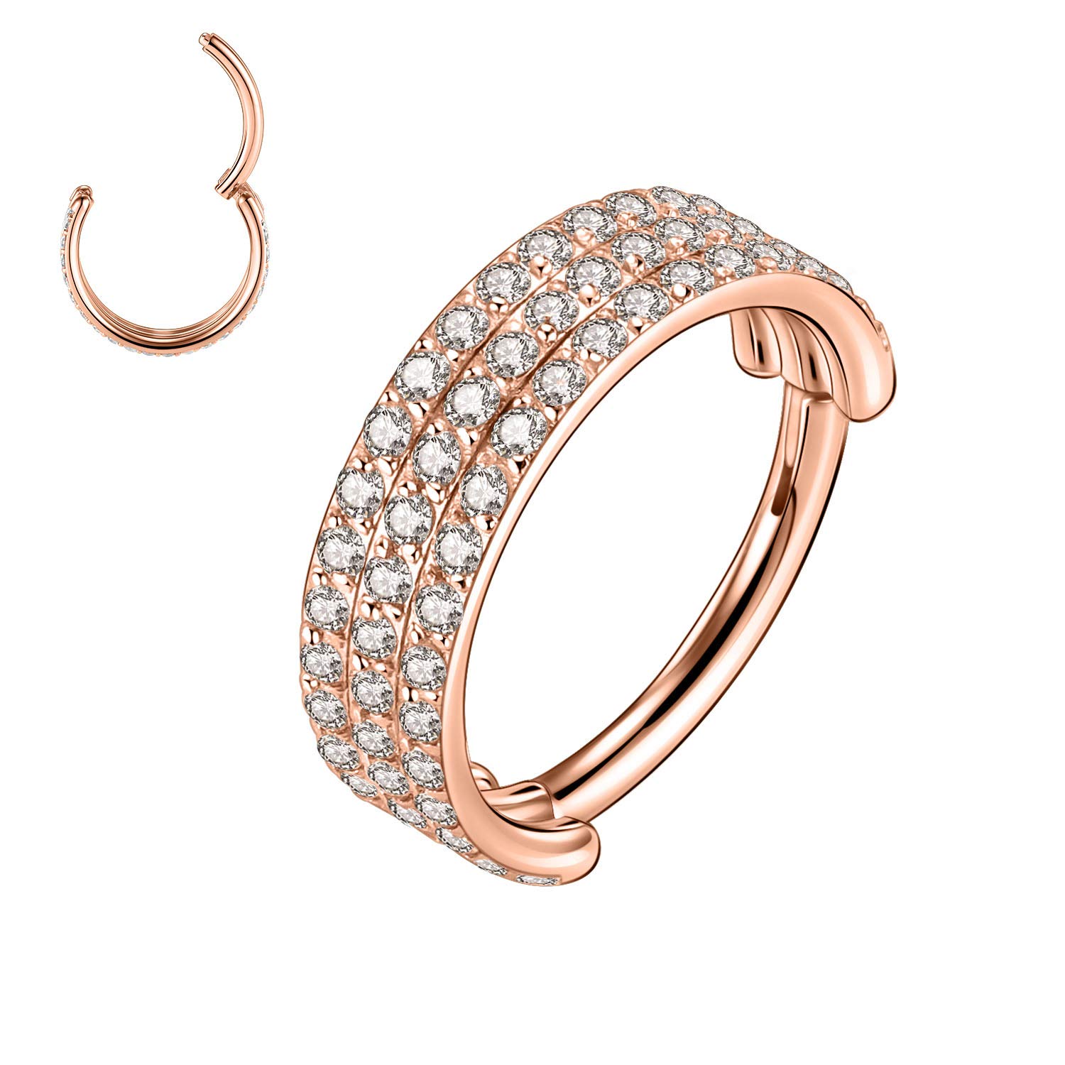 hengkaixuan Triple Double Nose Hoop Ring Sleeper Hoop Earring Helix Rook Conch Cartilage Daith Tragus Earrings Septum Ring Lobe Nose Piercing Jewellery for Women — view 37