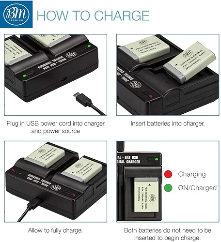 Miniatura 5 de BM - Paquete de 2 baterías NB-13L y cargador de batería dual para Canon PowerShot SX740 HS, G1 X Mark III, G5 X, G5 X Mark II, G7 X Mark II, G7 X