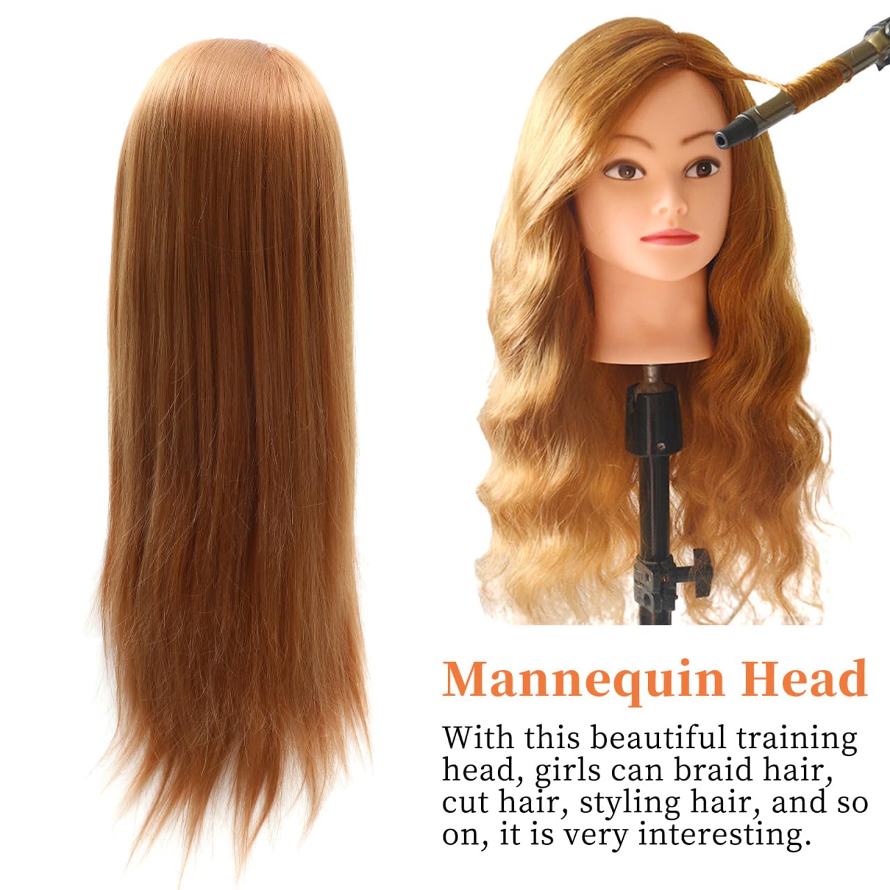 MAGICLULU Kopfmodell mit geflochtenem Haar kinder frisierkopf friseurkopf rosa Silikon-Gesichtswischtuch rosafarbene Gläser mit Deckel Echthaarperücken puppe kosmetologie kopf Perückenkopf