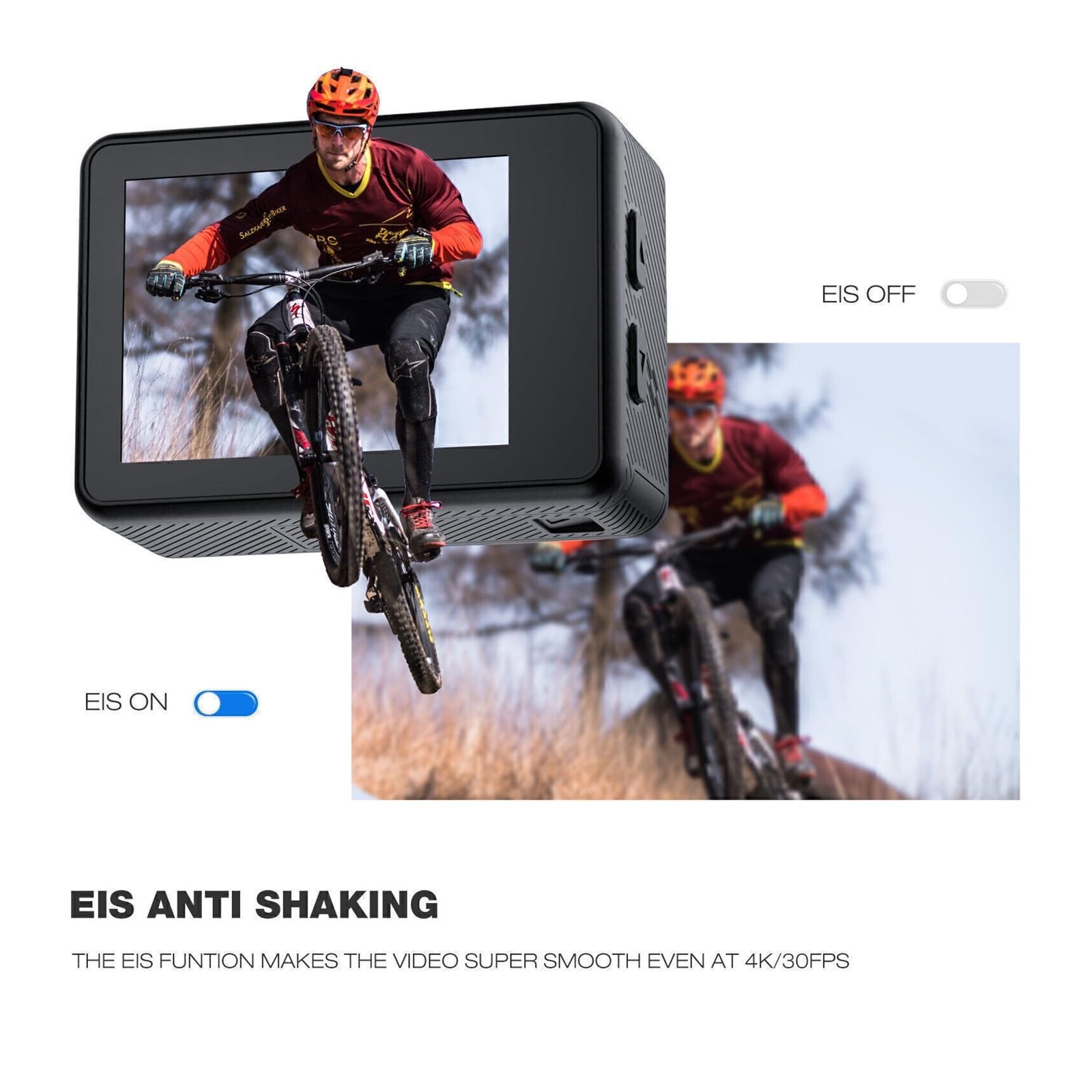Videocamera for azioni sportive 4K doppio schermo 24MP 30FPS 40M telecomando subacqueo impermeabile videocamera EIS anti-shake 170°