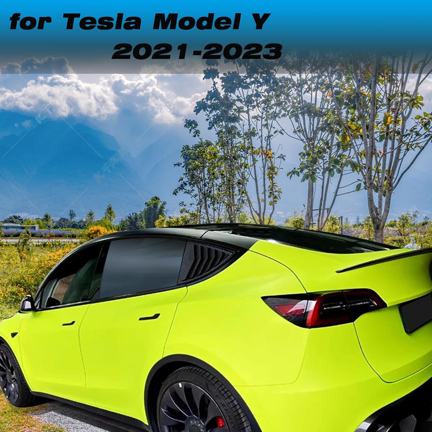 for Tesla Model Y Rear Side Window Cover Louver Sport Style, for Tesla Model Y 2021-2025 Exterior Decoration Accessories (Model Y-Glossy Black)