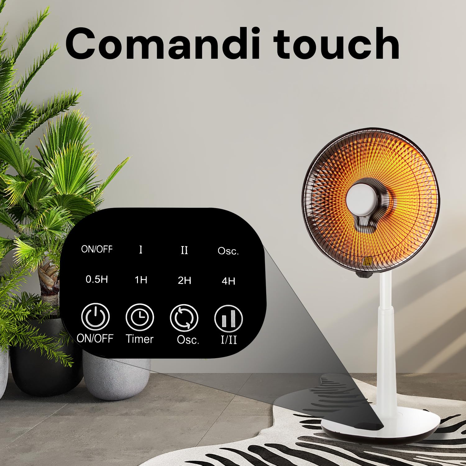 Wintem Stufa a Parabola 35cm con Telecomando e Timer Fino a 7,5 Ore con Potenza Regolabile 400/900W - Comdo Display Led per un Controllo Veloce e Intuitivo - Basso Consumo con Altezza 35cm
