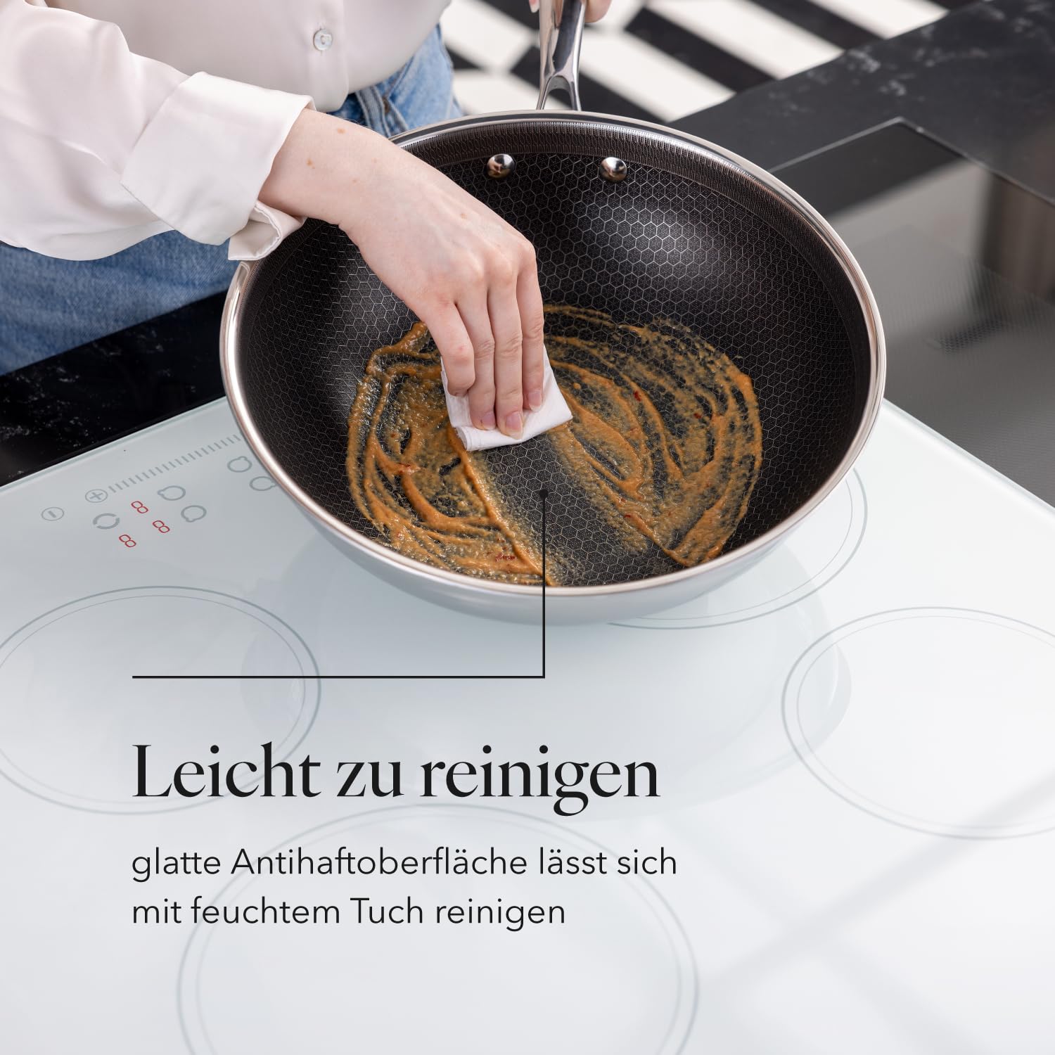 Florina - Wok in acciaio inox ARISTO PLUS | Diametro 28 cm | Rivestimento antiaderente a nido d'ape | Adatto al forno | Manico ergonomico | Finitura a specchio | Adatto a tutti i piani cottura