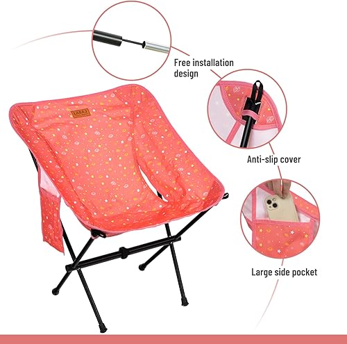 Miniatura 5 de Silla ligera Protable para jóvenes, tamaño plegable compacto de 15.7 x 4.7 pulgadas, solo pesa 2.6 libras, tela Oxford 600D, marco de aleación de