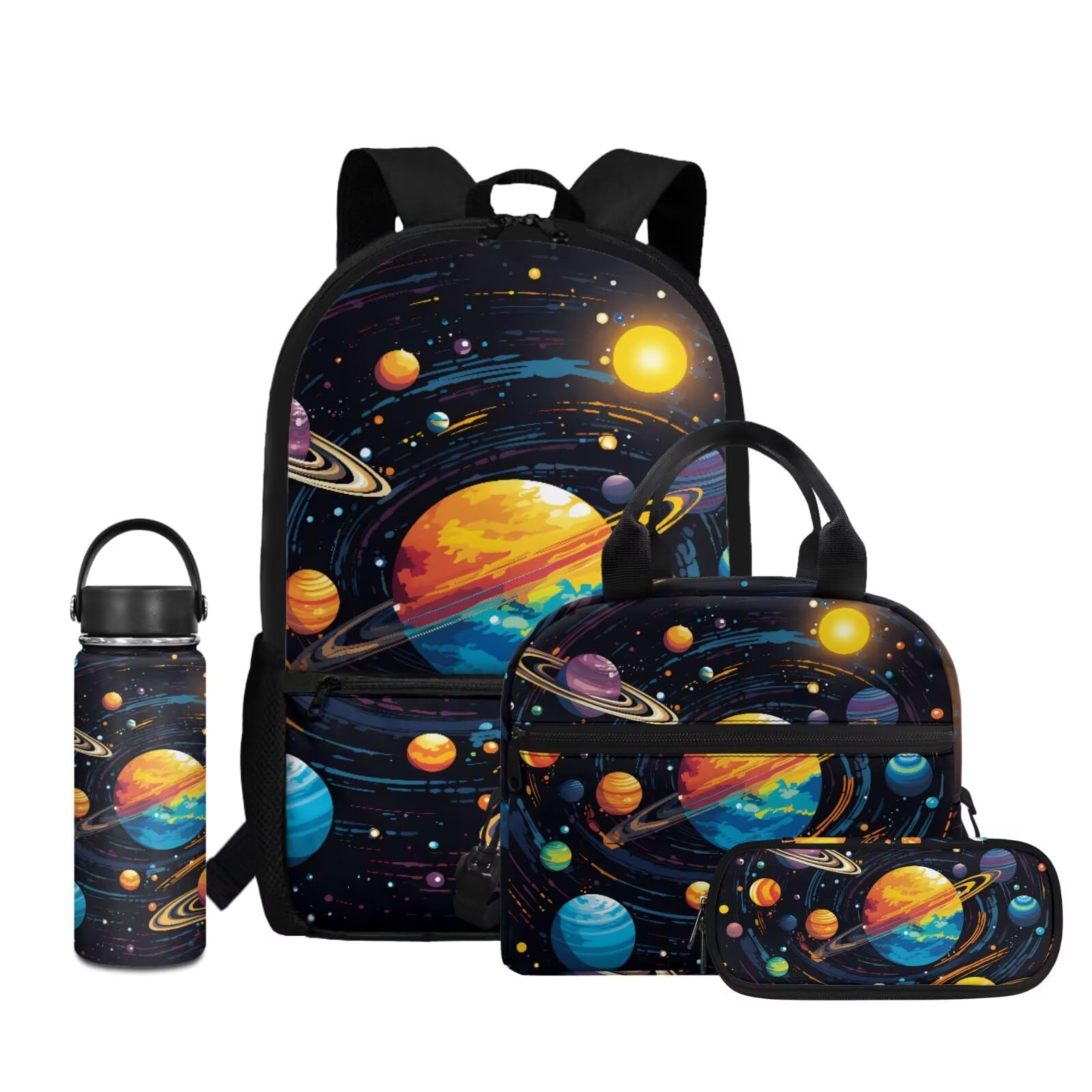 Coldinair Galaxy Backpack for Boys Space Planets Bookbag with Lunch Box for Boys Kids School Backpack Set Elementary Schoolbag Kindergarten Preschool