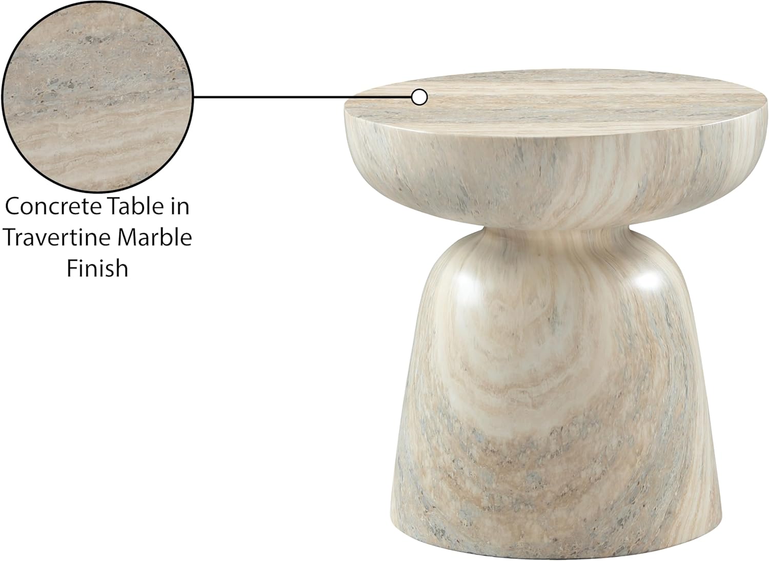 Meridian Furniture Avellino Travertine Finish Concrete Indoor/Outdoor End Table