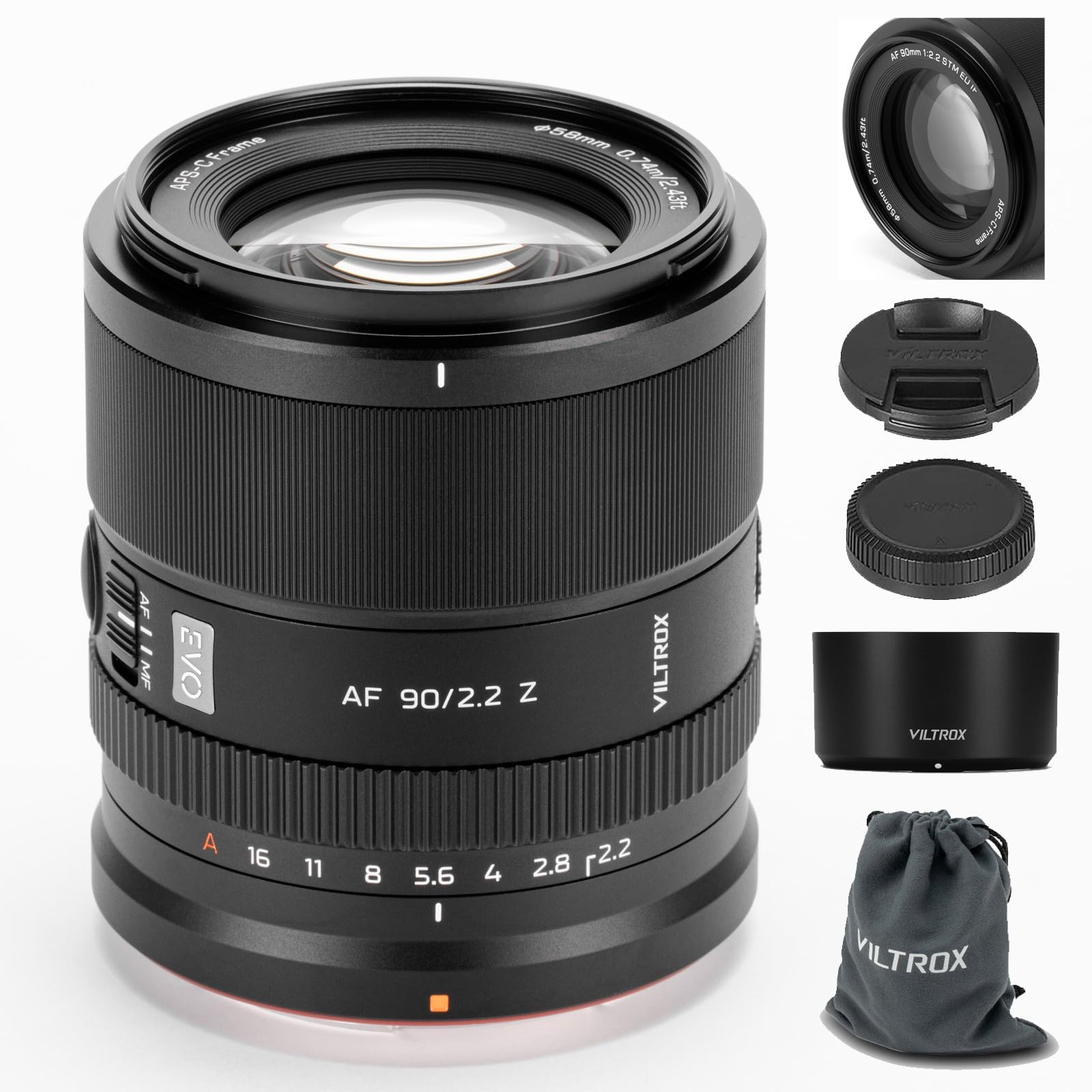 VILTROX 90mm F2.2 Evo Z Objectif pour Nikon Z, Téléobjectif à focale Fixe APS-C avec autofocus pour Nikon Z appareils Photo à Monture Z30 Z50 Z50II ZFC Z5 Z5II Z6 Z6II Z6III Z7 Z7II Z8 Z9 ZF ZR